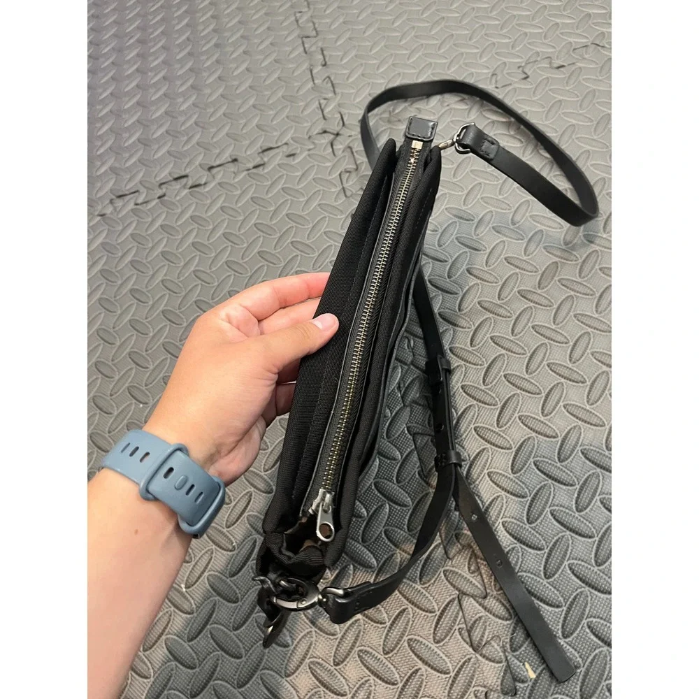 Skagen‎ Crossbody Bag Womens OS Black Nylon Leather Trim Minimalist Messenger